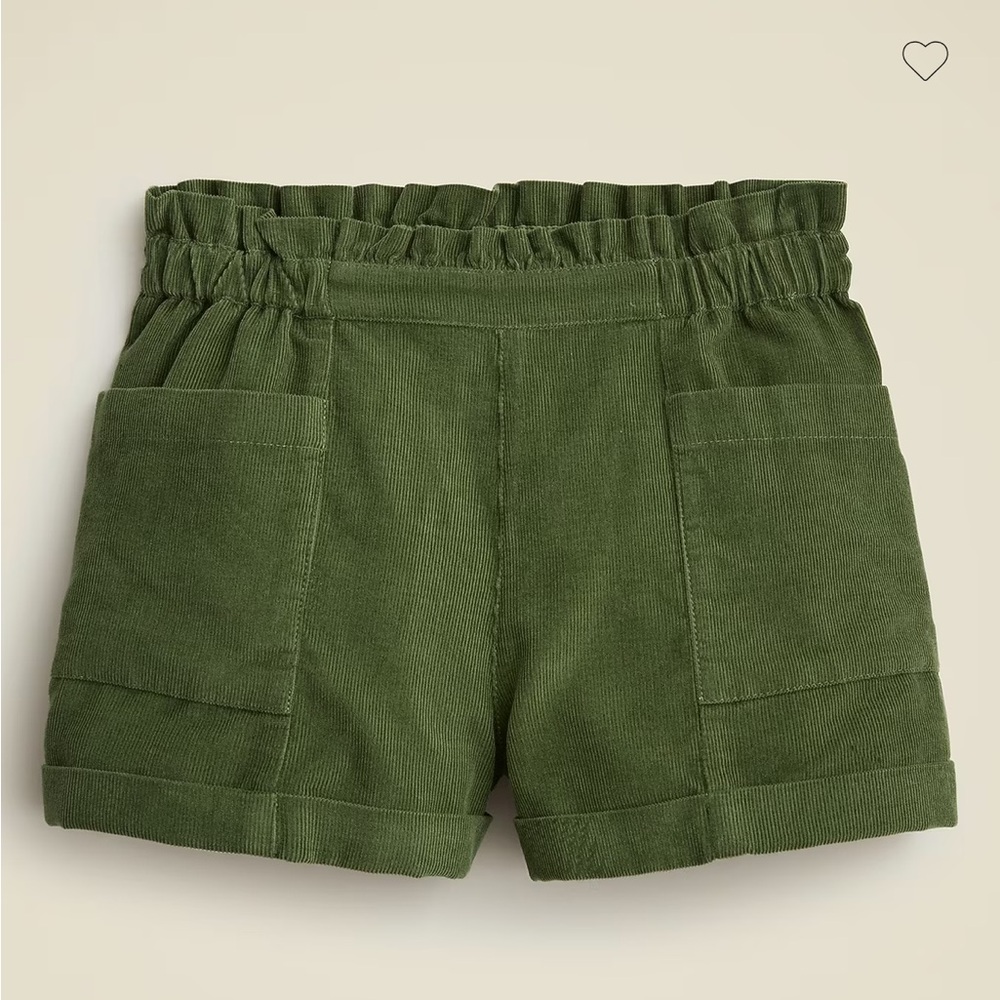 New with tags J.Crew girls Olive Green Pull-On wide wale  corduroy Shorts